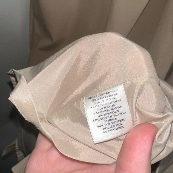 Ann Taylor Tan Beige Side Button Sheath Dress Sleeveless Midi Career 10 Tall - Picture 6 of 7